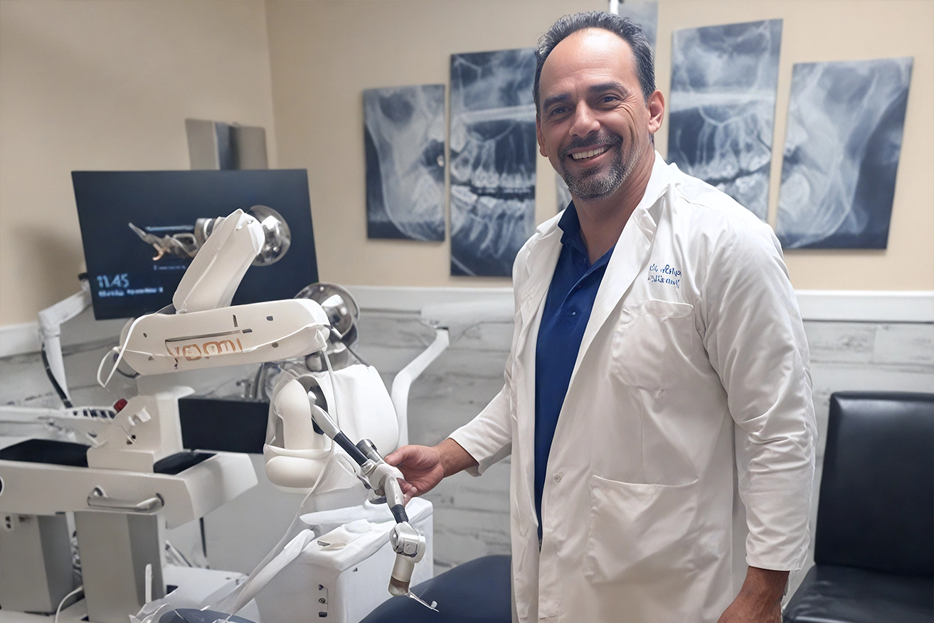 Dentist showing X-rays